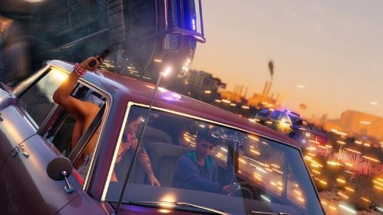 saints row map districts two gangsters shoot from car in chase