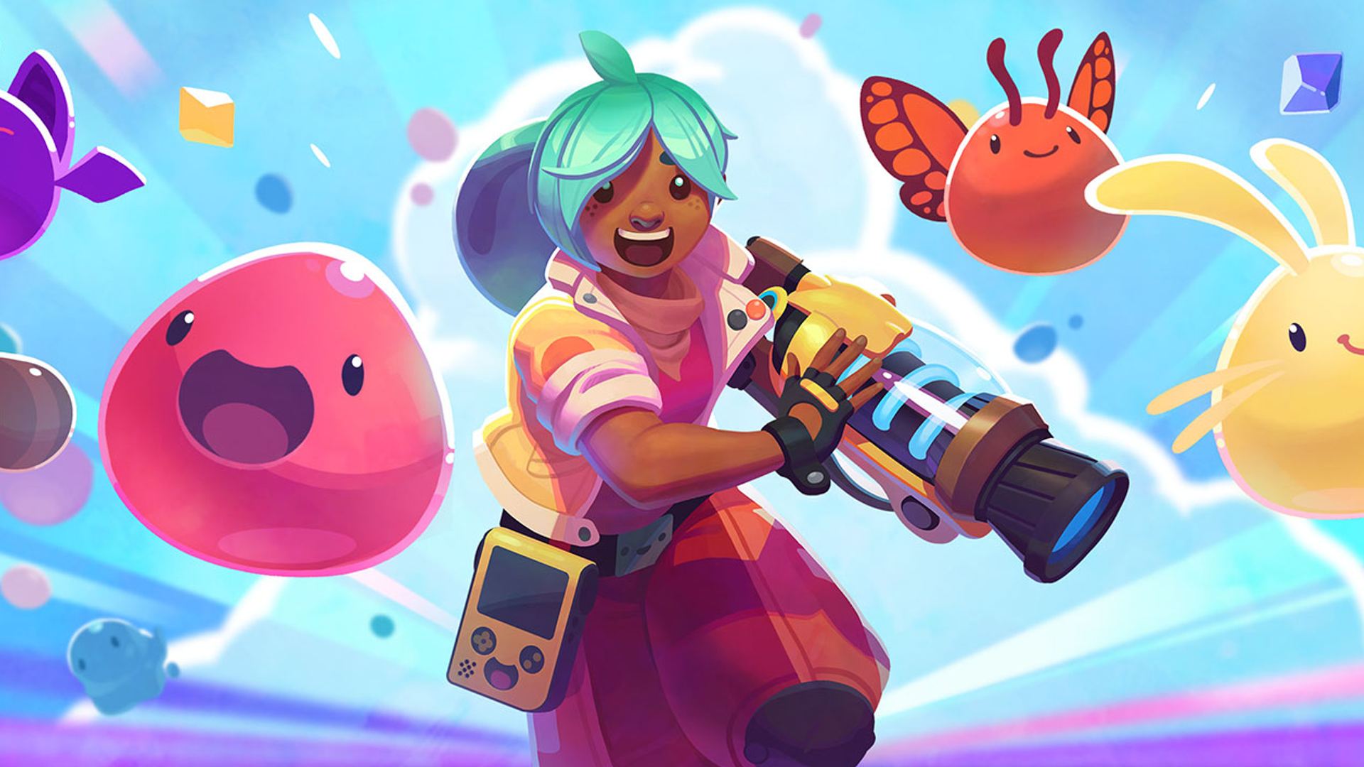Slime Rancher 2: The main character can be seen alongside some slimes