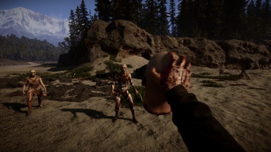 Sons of the Forest February 2023 Delay: A man can be seen holding a head up to enemies