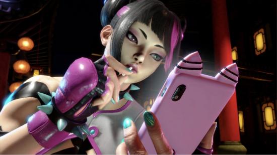 Street Fighter 6 Kimberly Juri Reveal: Juri can be seen looking on her phone