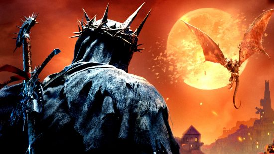 The Lords of the Fallen release date: a man who looks like Sauron and a dragon in the sky