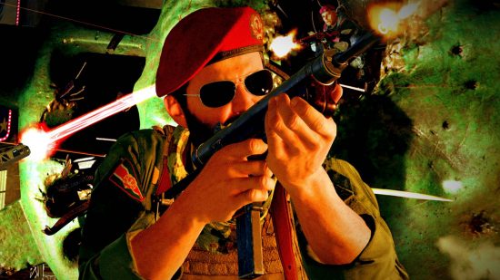 Warzone Ra 225 unlock: an image of a man in a red beret using the SMG