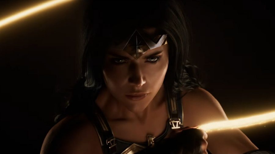 Wonder Woman: Diana can be seen looking up and holding her lasso