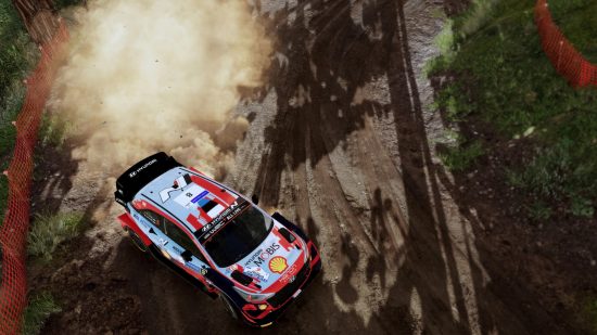 Xbox racing games: a rally car drifts in WRC 10