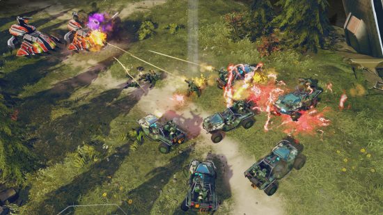 Xbox strategy games: unites fight on the ground in Halo Wars