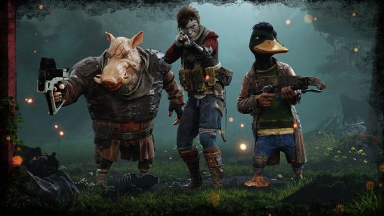 Xbox strategy games: A hog, a person, and a duck in Mutant Year Zero