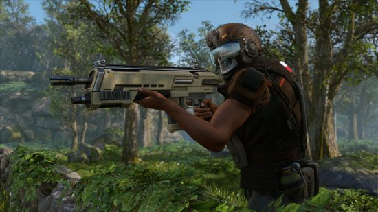 Xbox strategy games: A soldier points his gun in Xcom2