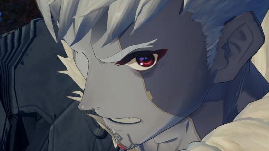 Xenoblade Chronicles 3 heroes one of the heroes stares determined at the camera