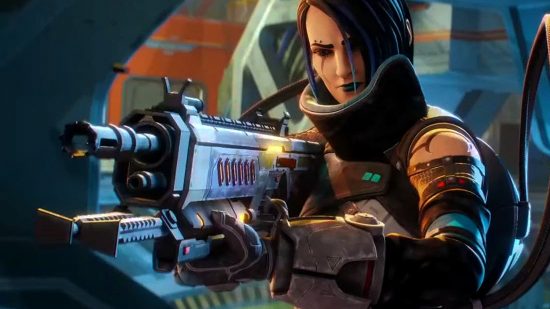 Apex Legends tier list Season 15: an image of Catalyst readied with an LMG