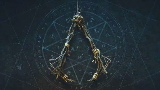 Assassin's Creed Hexe: The logo for Assassin's Creed set against a series of symbols