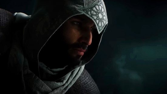 Assassin's Creed Mirage Basim djinn Loki: an image of a hooded man in darkness 