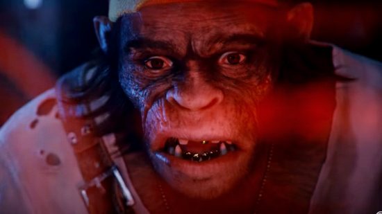 Beyond Good and Evil 2 release date: an image of a monkey with gold teeth in shock