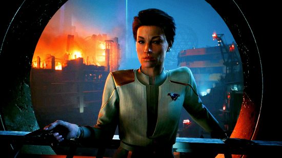 Cyberpunk 2077 Phantom Limb release date: an image of a woman in front of a circle window