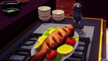 Disney Dreamlight Valley Cooking Explaiend: Remy can be seen with a Grilled Fish Platter