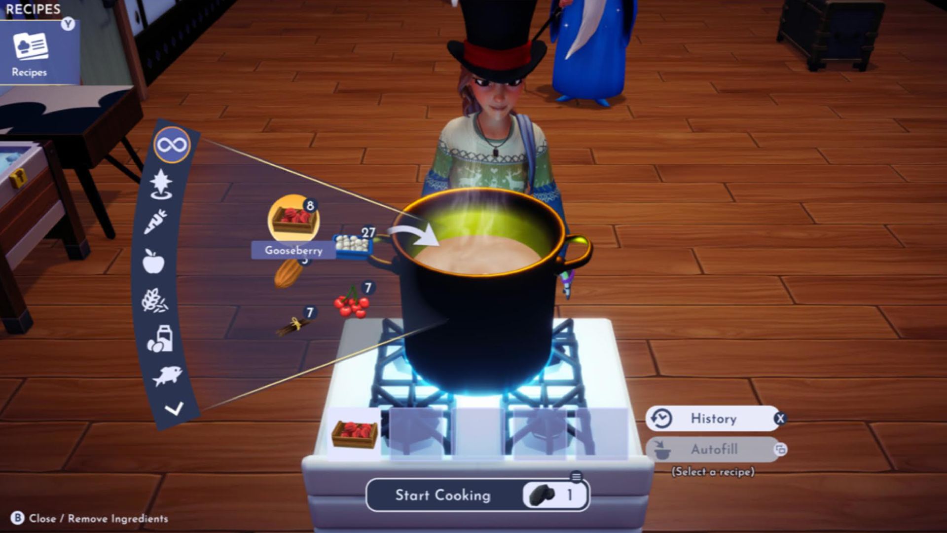 Disney Dreamlight Valley Cooking Explaiend: The player can be seen cooking