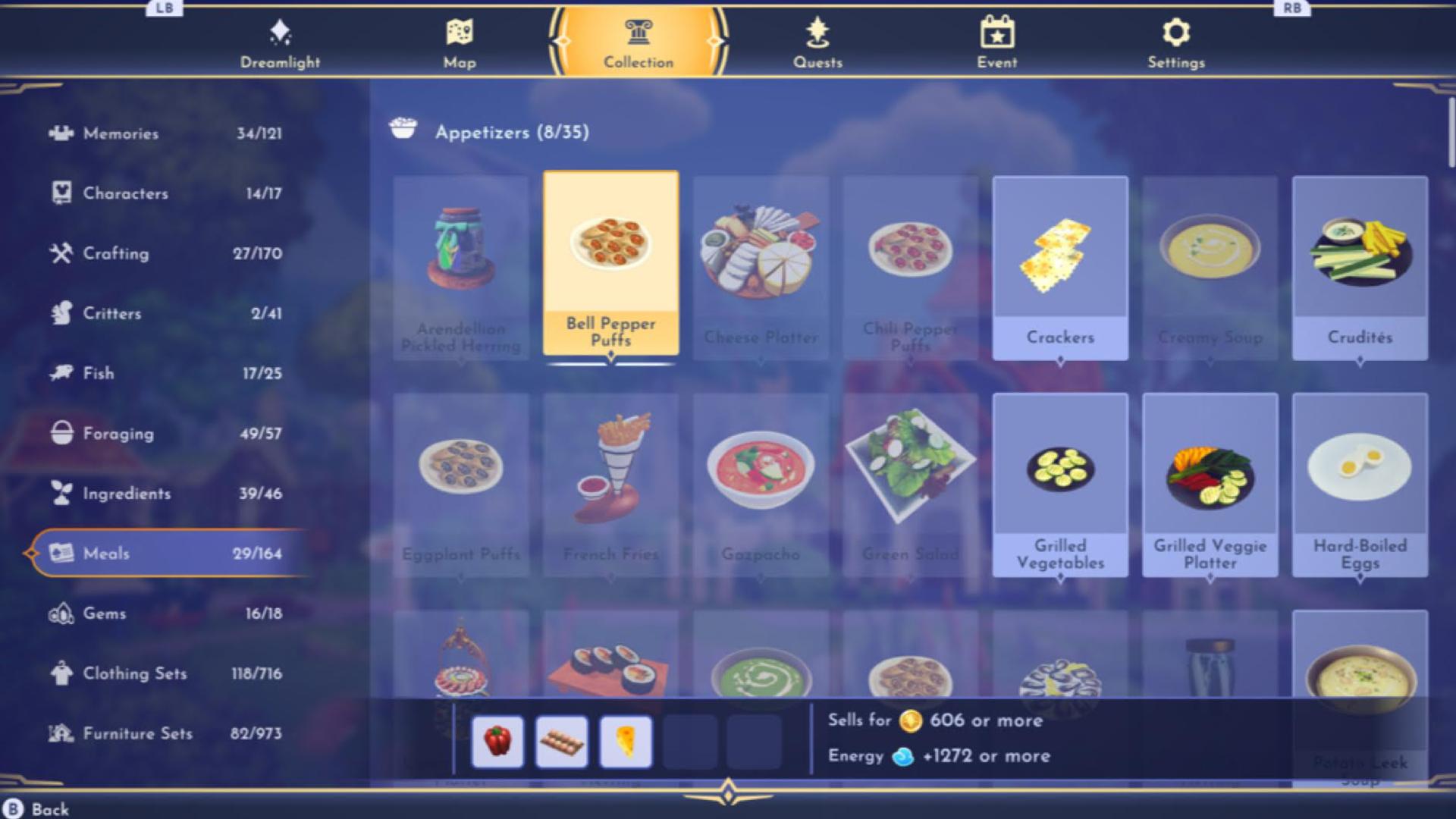 Disney Dreamlight Valley Kitchen Explaiend: A list of recipes can be seen