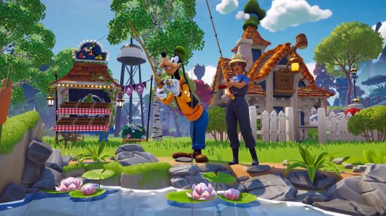 Disney Dreamlight Valley Fish Get Find: The player can be seen fishing with Goofy