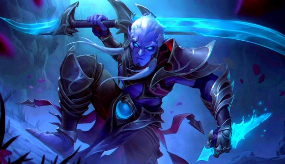 Dota 2 average player count September 2022: an image of a demonic man with blue ice daggers