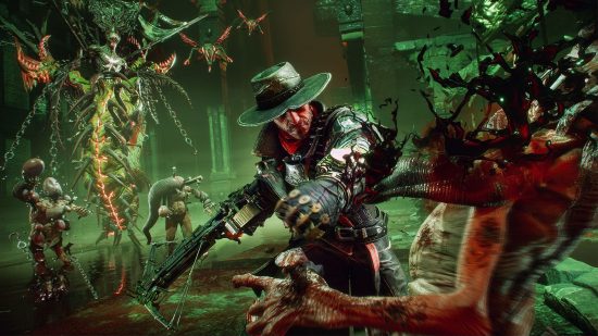 Evil West Gameplay Action Doom: Jesse can be seen punching a demon