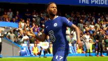 FIFA 23 best controller settings: an image of Sterling running