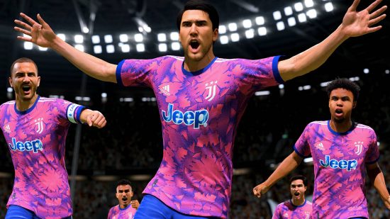 FIFA 23 ratings Serie A best players: an image of three Juve players in the team's third kit