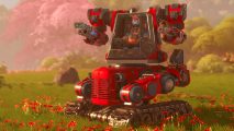 Lightyear Frontier gameplay: The mech can be seen on a field