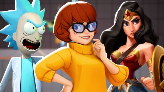 MultiVersus update MMR minimum change: an image of Rick, Velma, and Wonder Woman