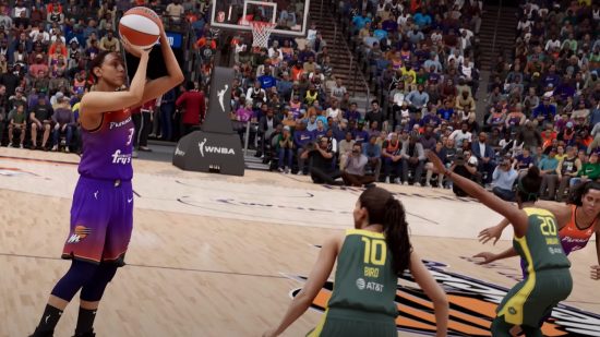 NBA 2K23 Locker Codes: A WNBA player can be seen shooting the ball