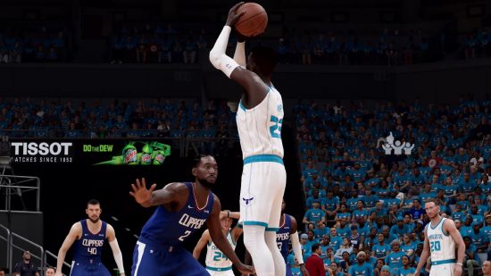 NBA 2K23 Soundtrack: A player can be seen aiming the basketball