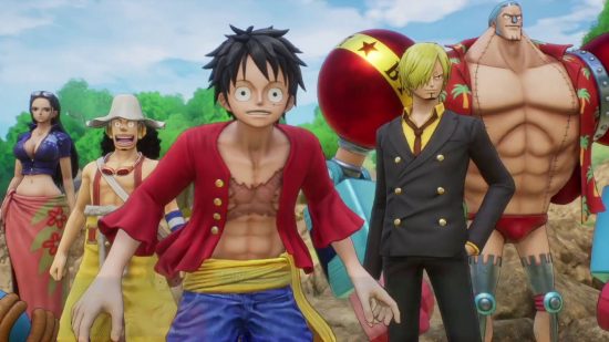 One Piece Odyssey Characters: Luffy and a number of other characters can be seen