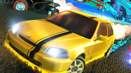 Rocket League Season 8 release time: a yellow Honda Civic Type R