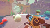 Slime Rancher 2 Xbox One Release: The player can be sen holding a weapon