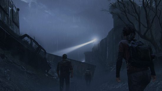 The Last of Us Part 1 Remake The Outskirts Collectible Locations: Ellie, Joel, and Tess can be seen walking up a dark path