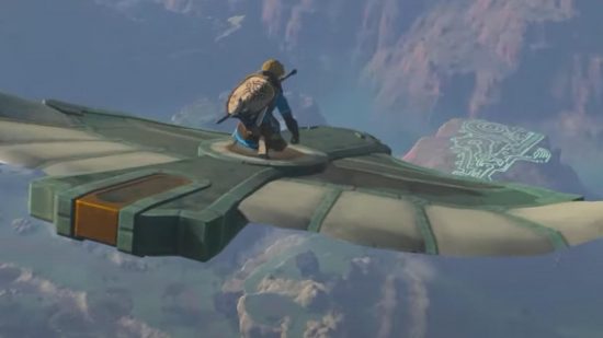 The Legend of Zelda Tears of the Kingdom: Link can be seen flying on top of a large bird