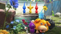 Upcoming Switch games: Several pikmin characters stand as a group in Pikmin 4