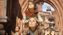 A Plague Tale Requiem Collectibles: Amicia can be seen carrying Hugo on her shoulders