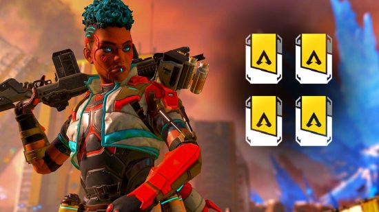 Apex Legends Golden Tickets Season 15 teaser: an image of Bangalore and 4 Golden Ticket icons