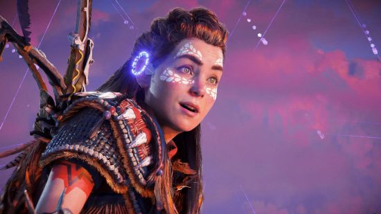 Best PS5 games Horizon Forbidden West: Aloy looks in awe at something in the distance