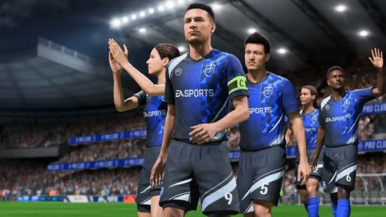 FIFA 23 EA Play Pro Benefits: Multiple people can be seen walking onto a pitch