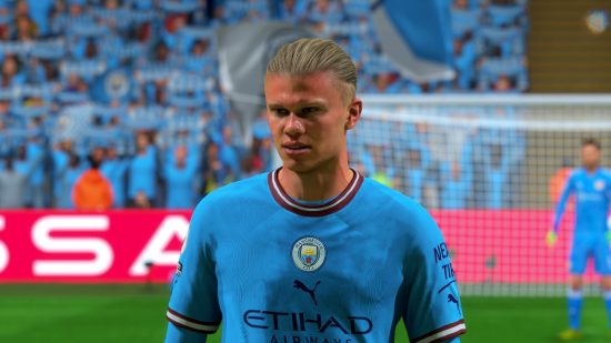 FIFA 23 Review Ultimate Team: Halaand looking angry in-game