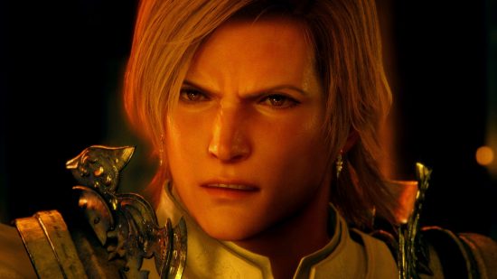 Final Fantasy 16 trailer story kingdoms: an image of Dion in orange light