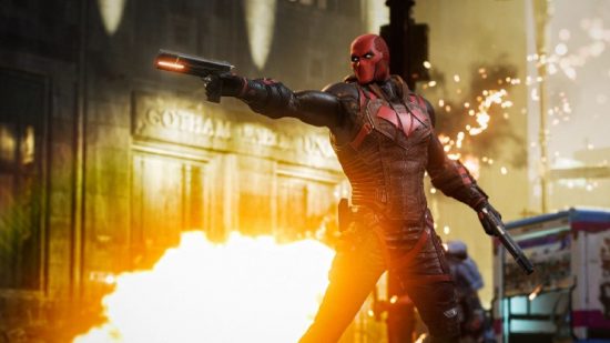 Gotham Knights Best Red Hood Abilities: Red Hood can be seen shooting