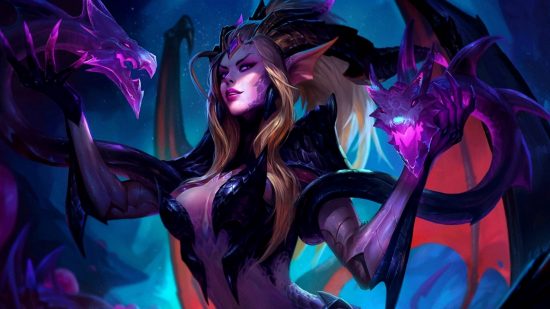 League of Legends fans missing ping design change: a purple lady with two ghost dragons