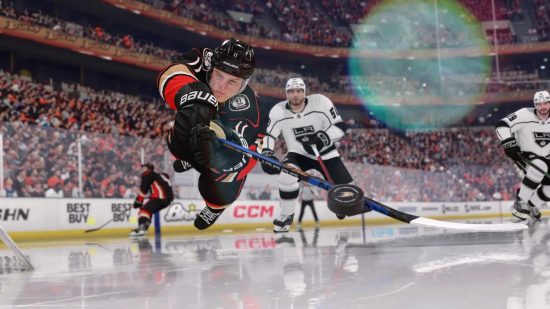 NHL 23 Early Access: The player can be seen diving for the puck