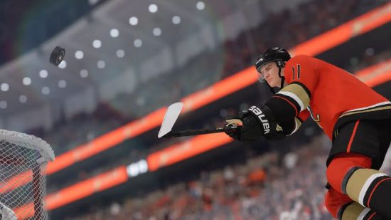 NHL 23 Game Pass: A player can be seen hitting a puck