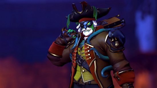 Overwatch 2 free Reaper skin double XP weekend announcement: an image of pirate Reaper with an octopus backpack