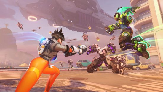 Overwatch 2 How To Accept A Friend Request: Tracer and Lucio can be seen fighting some Omnics