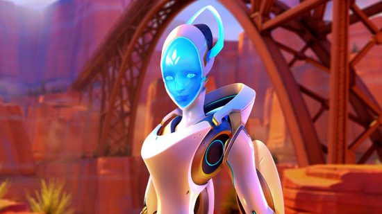 Overwatch 2 main menu player complain options: an image of a robot with a smiling face in southern america
