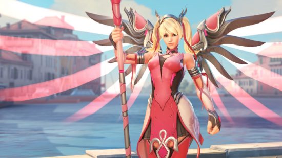 Overwatch Transfer Skins To Overwatch 2: Pink Mercy can be seen