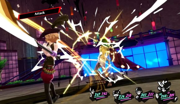 Noir attacks an enemy in Persona 5 Royal